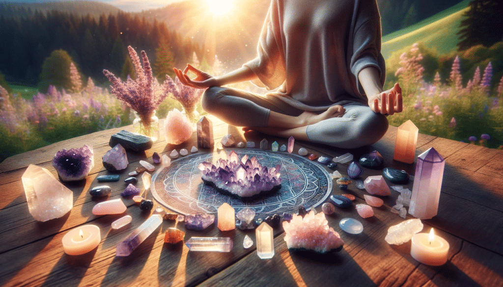 kristallhealing i en meditativ eller spirituell kontext