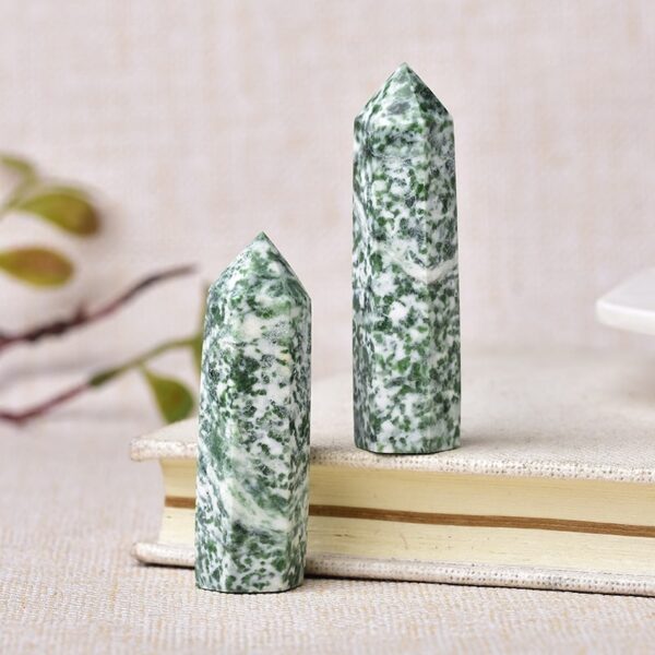 Naturlig Grön Jade kristallspets