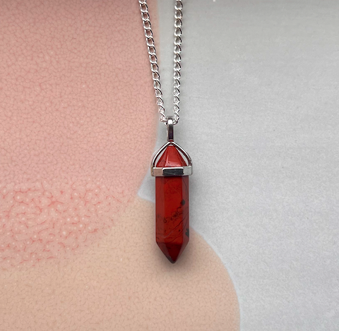 Röd Jaspis Halsband Silver